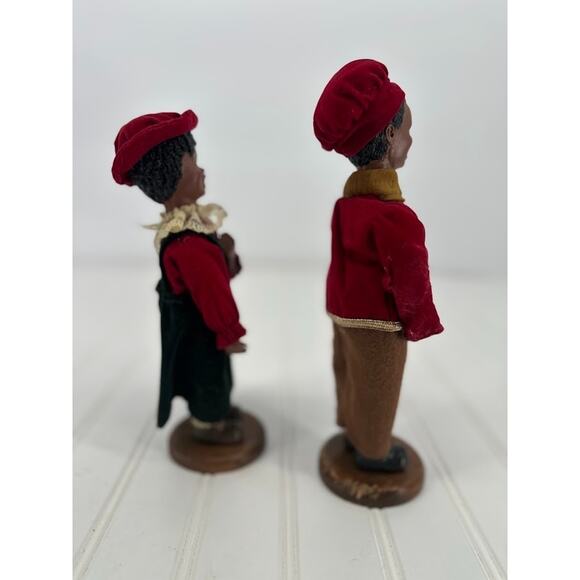 Vintage Classic Christmas Caroler African American Children Set of 2 Decoration - Picture 4 of 9